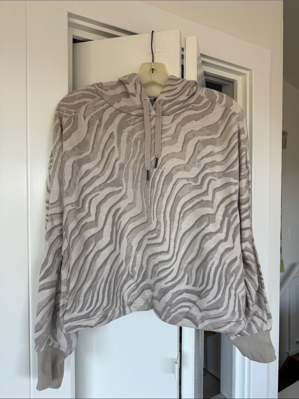 Sweaty Betty grey/taupe tone Zebra-Print Hoodie